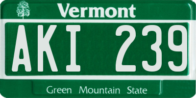 VT license plate AKI239