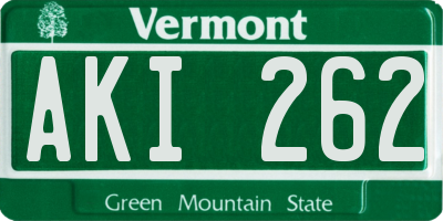 VT license plate AKI262