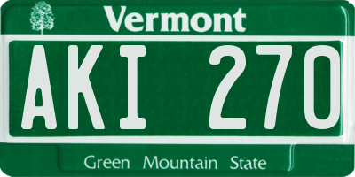 VT license plate AKI270