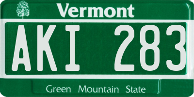VT license plate AKI283