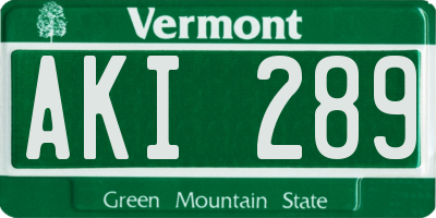 VT license plate AKI289