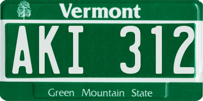VT license plate AKI312