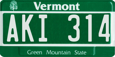 VT license plate AKI314