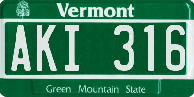 VT license plate AKI316