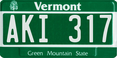 VT license plate AKI317