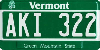 VT license plate AKI322