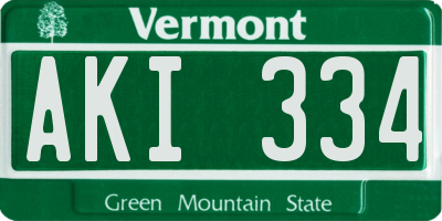 VT license plate AKI334