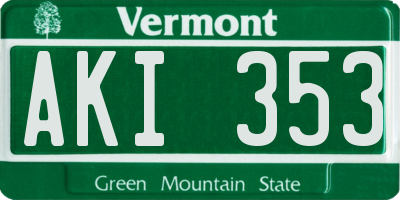 VT license plate AKI353