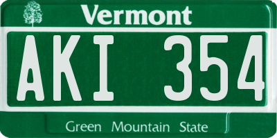 VT license plate AKI354