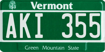 VT license plate AKI355