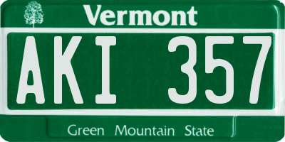 VT license plate AKI357