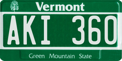 VT license plate AKI360