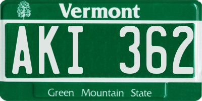 VT license plate AKI362