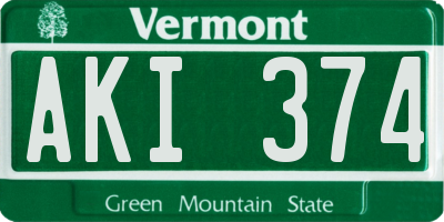 VT license plate AKI374