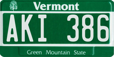 VT license plate AKI386