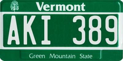 VT license plate AKI389