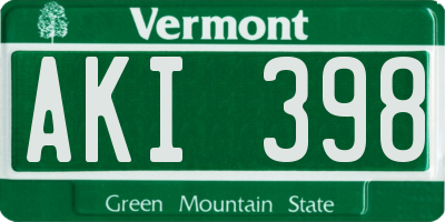 VT license plate AKI398