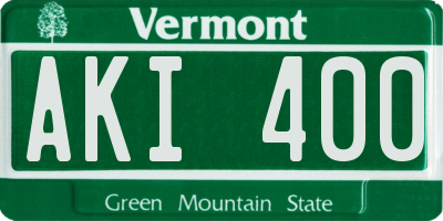 VT license plate AKI400