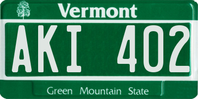 VT license plate AKI402