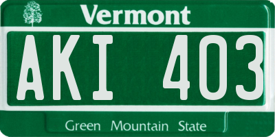 VT license plate AKI403