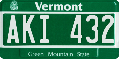 VT license plate AKI432