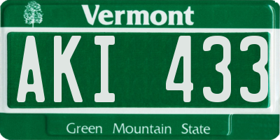 VT license plate AKI433