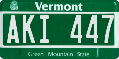 VT license plate AKI447