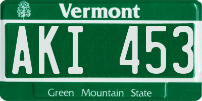 VT license plate AKI453