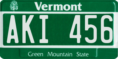 VT license plate AKI456