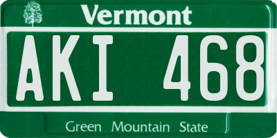 VT license plate AKI468