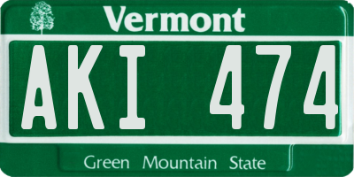 VT license plate AKI474