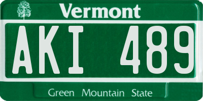 VT license plate AKI489