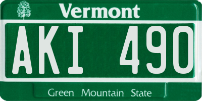 VT license plate AKI490