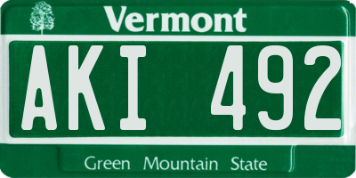 VT license plate AKI492