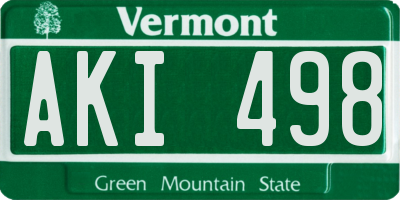 VT license plate AKI498
