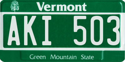 VT license plate AKI503
