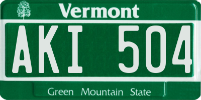 VT license plate AKI504