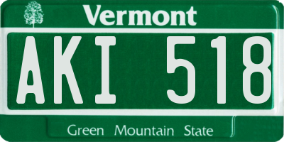 VT license plate AKI518