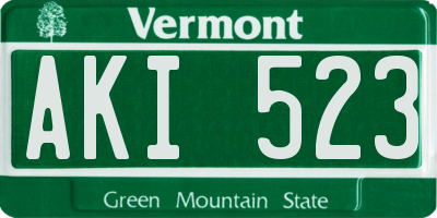 VT license plate AKI523