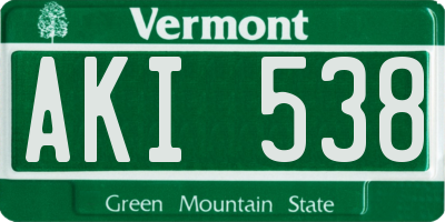 VT license plate AKI538