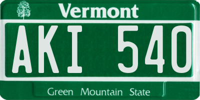 VT license plate AKI540