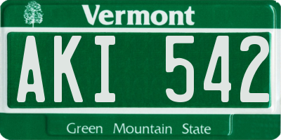 VT license plate AKI542