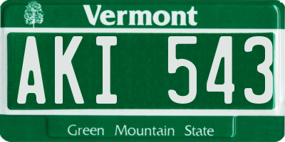 VT license plate AKI543