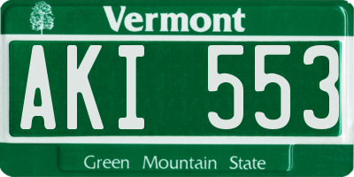 VT license plate AKI553