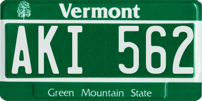 VT license plate AKI562