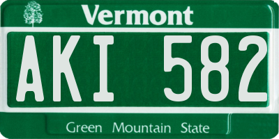 VT license plate AKI582