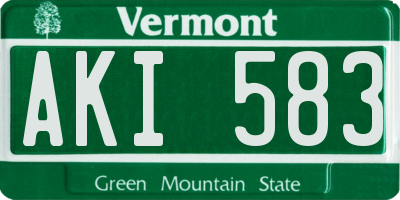 VT license plate AKI583