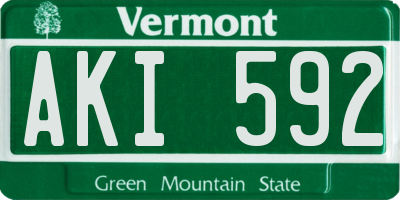 VT license plate AKI592