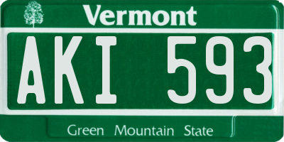 VT license plate AKI593