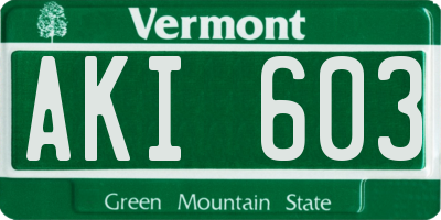 VT license plate AKI603